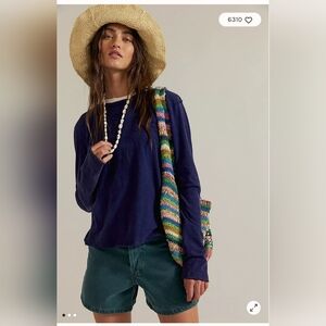 NWOT Free People Nova Long Sleeve Tee in Peacoat~Navy